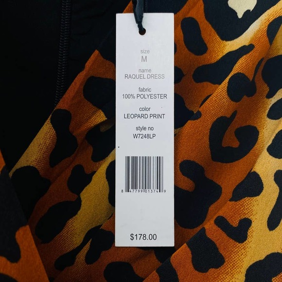 W118 by Walter Baker Orange Leopard Print Long Sleeve V-Neck Maxi Dress Sz M NWT - Picture 6 of 15